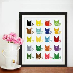 20 colorful cartoon cats