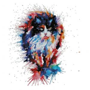 Cat in Splattered Color cross stitch,cats series cotton cats cross stitch kit