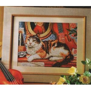 cat and Musician counted cotton cross stitch kit,cat series cotton cross stitch kits