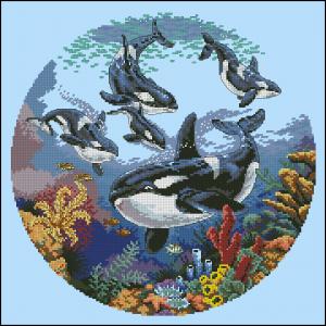 Whale City counted cotton cross stitch kit