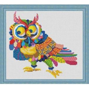 Owl and color cross stitch kit