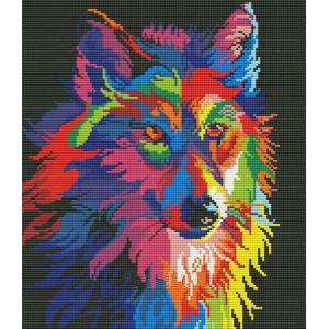 Wolf and color cross stitch kit