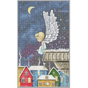 Angel in the moonlight cotton cross stitch kit