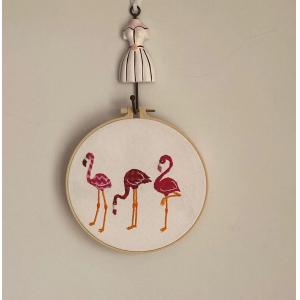 Pre-Printed Cotton Embroidery Kits,Easy for Starter Embroidery Kits, Flamingo Hand Embroidery Kits