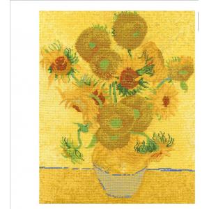 Sunflower Series , 12 Sunflowers of Vincent Van Gogh Cotton Counted Cross Stitch Kits, 150x196 Stitch, 38x45 cm Sampler,