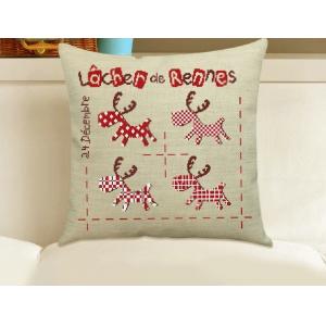 christmas deer linen Pillow Case Counted Cross Stitch Kit, 11ct 4040cm Count Cross Stitches