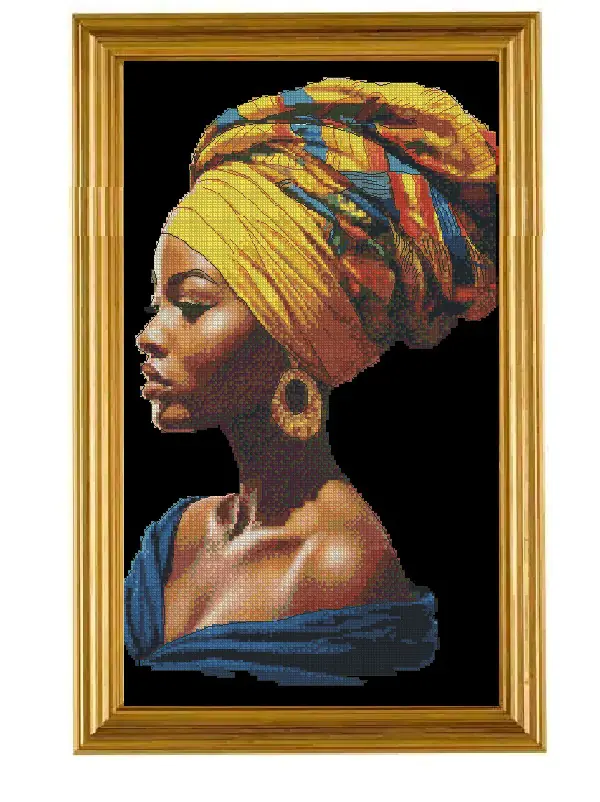 cross stitch kits woman with headtie