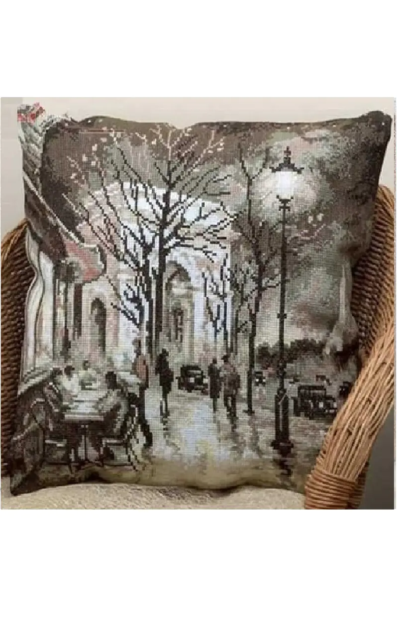 old paris cushion case cross stitch kit