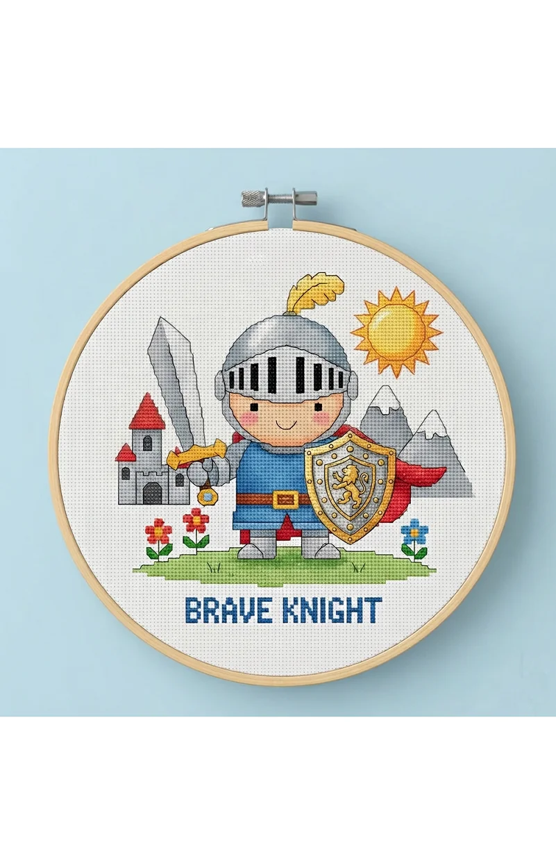 brave knight cross stitch, medieval themed cross stitch, easy cross stitch