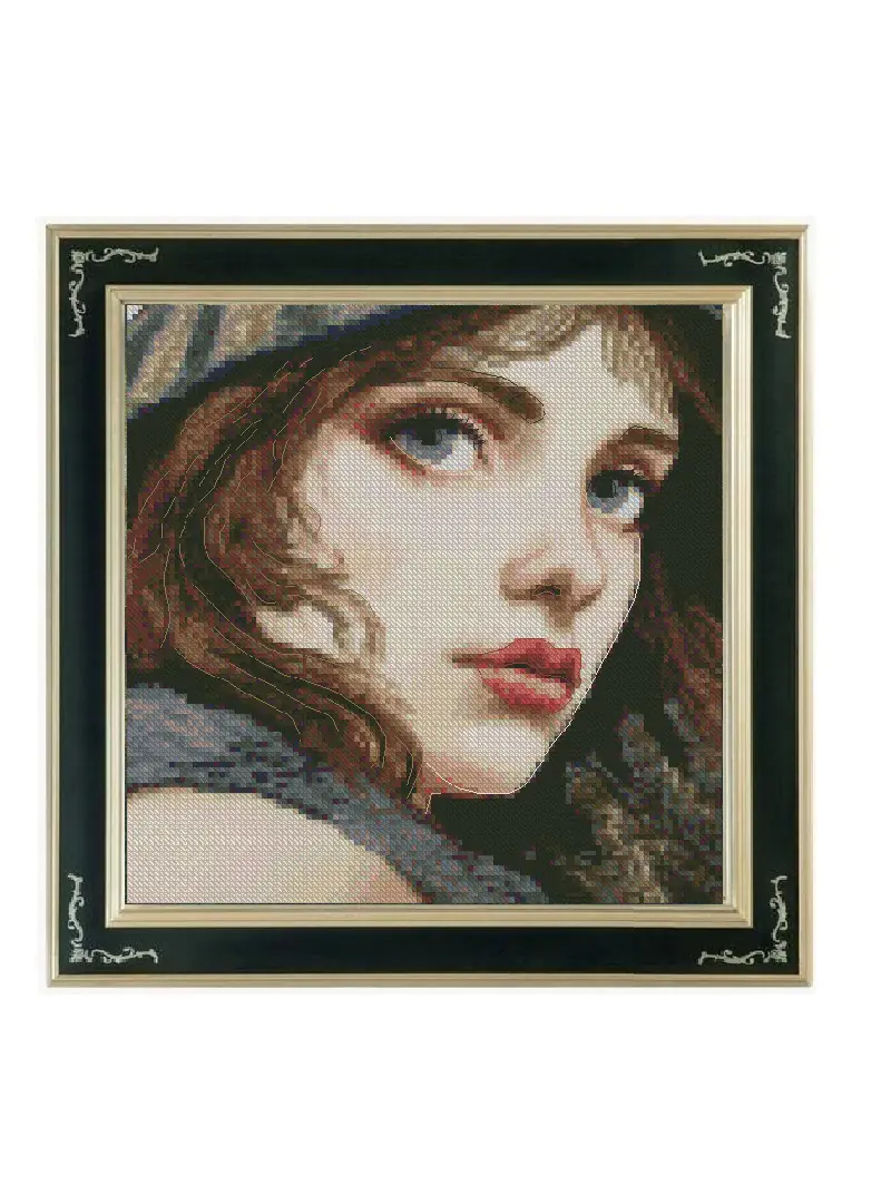 cross stitch kits, portrait,a girl,cotton cross stitch kits