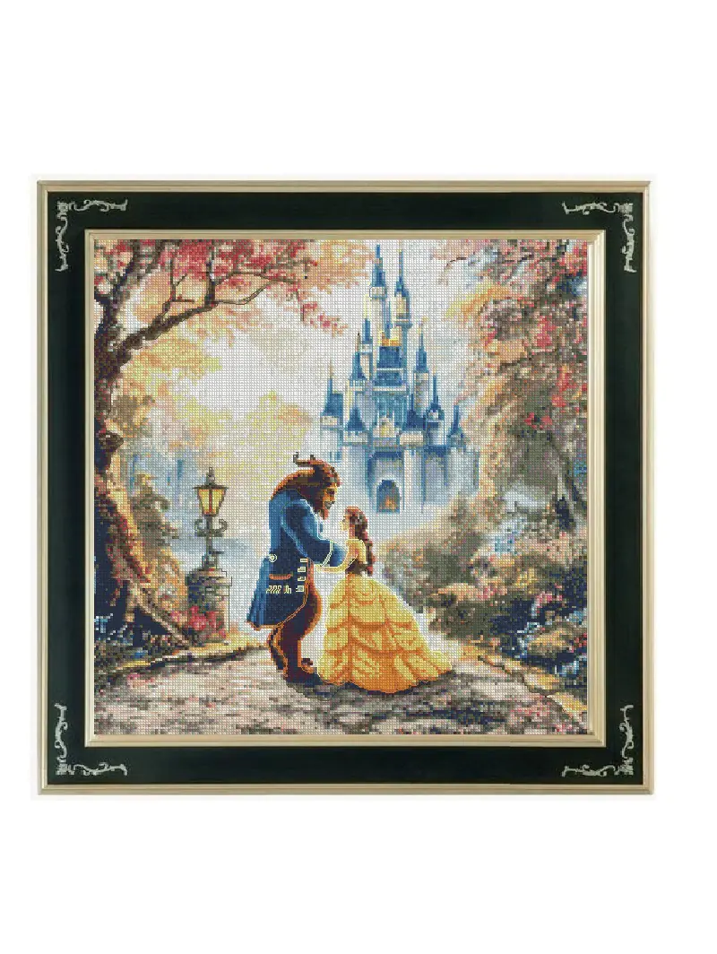beauty and beast counted cross stitch, fairy story themed cross stitch advanced