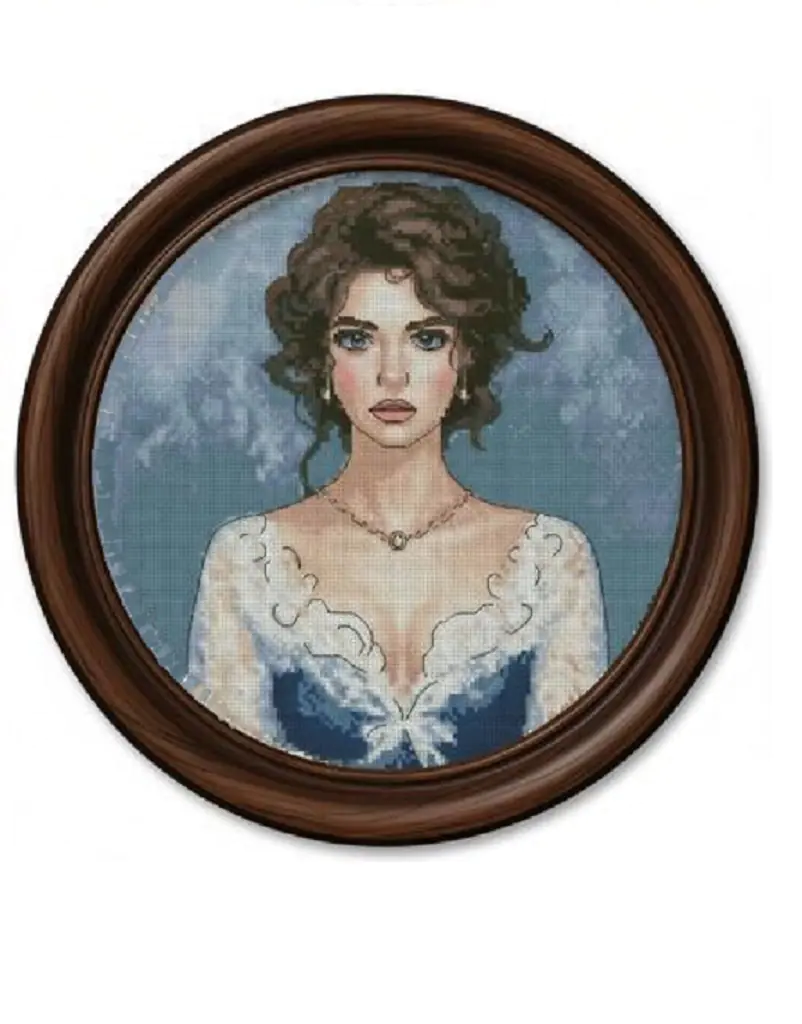 counted cross stitch kits for a classical beauty,elegant lady cross stitch DIY sampler,round cross stitch samplers