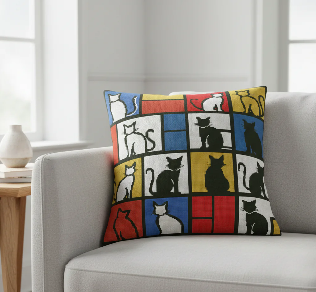 sofa cushion cat pattern cross stitch kits, cat cross stitch cushion case