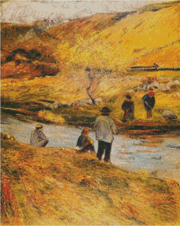 gauguin painting fisherman cross stitch kits, counted cotton cross stitch kits