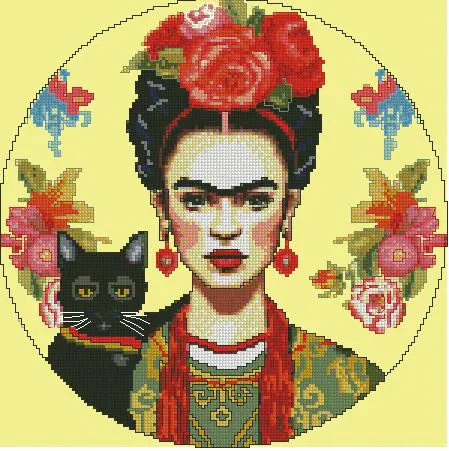 Frida Kahlo cross stitch kits, portrait of beauty cross stitch kits