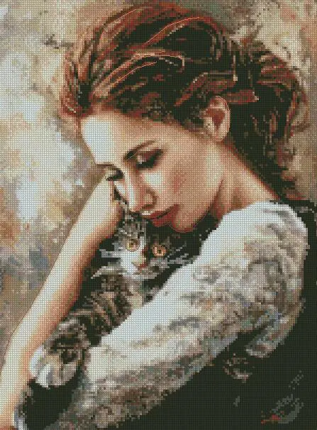 girl can cat cross stitch kits, portrait of beauty cross stitch kits