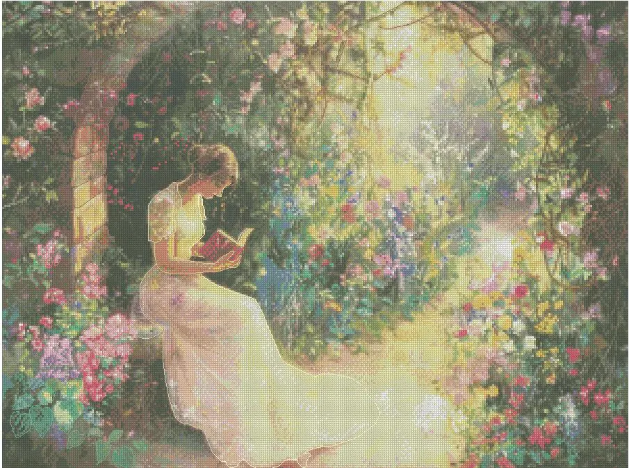 reading in garden scenery cross stitch kits counted spring scenery garden cross stitch kits