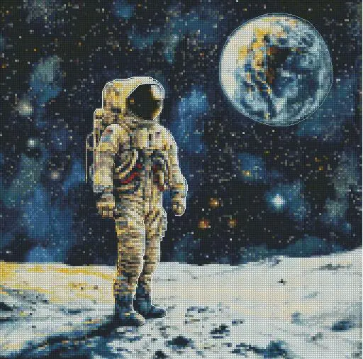 in vast space, astronaut cross stitch kits, portrait of beauty cross stitch kits
