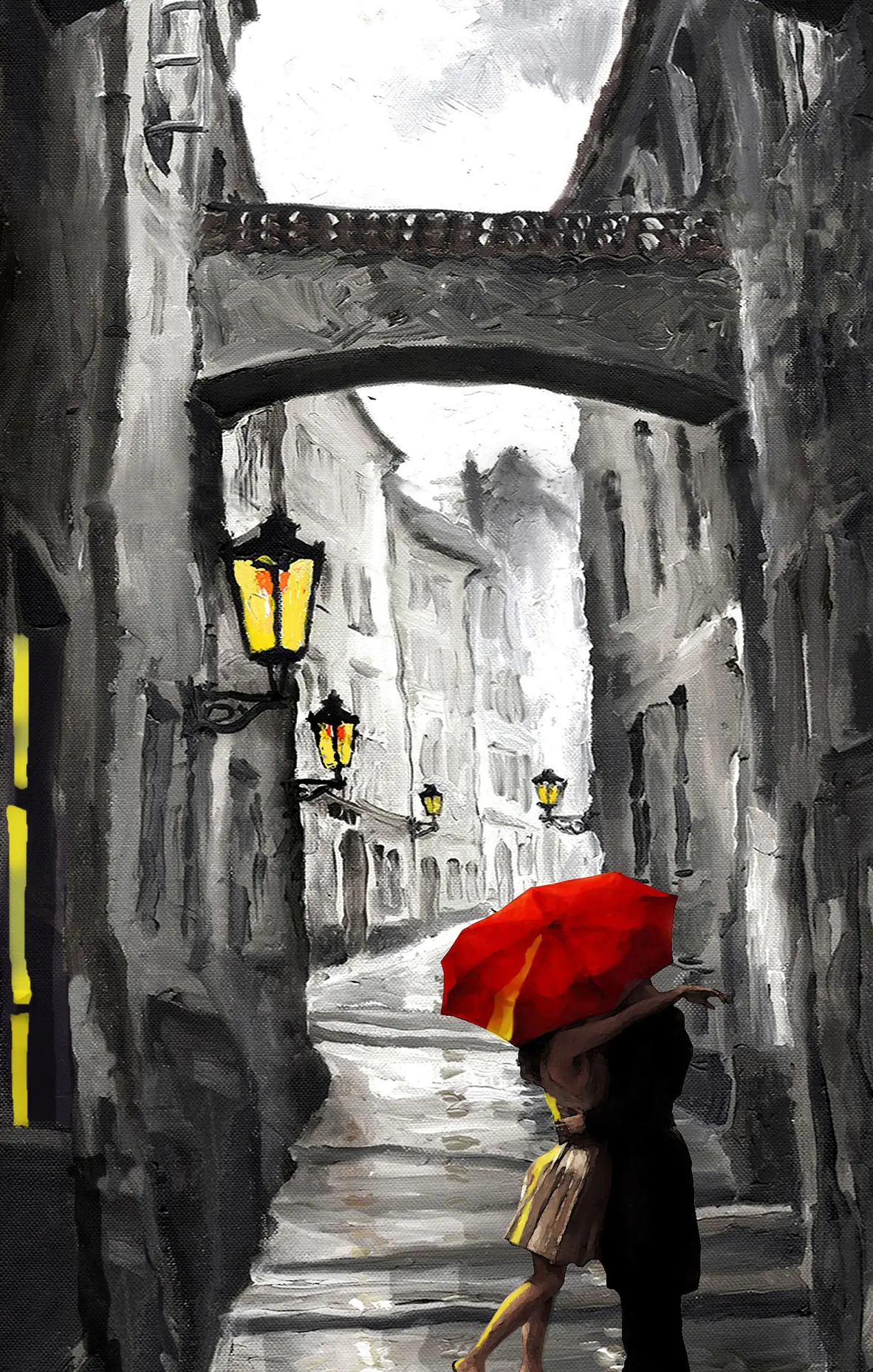 kiss in paris in cross stitch kits, red in black and white cross stitch