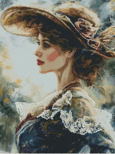 lady in hat cross stitch kits, portrait of beauty cross stitch kits,charming lady cross stitch