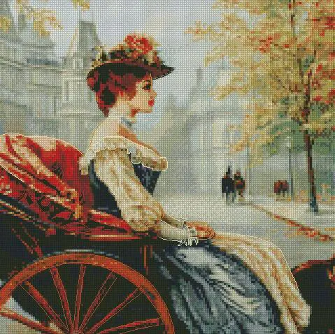 lady in hat cross stitch kits, portrait of beauty cross stitch kits