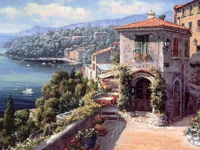 super big cotton cross stitch kits, max stitch big cross stitch series costal scene Mediterranean scenery cross stitch kit flower arch cross stitch kits