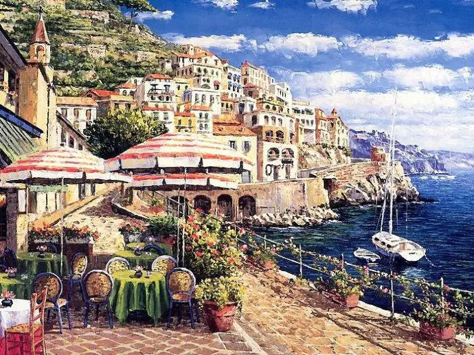 super big cotton cross stitch kits, max stitch big cross stitch series costal scene Mediterranean scenery cross stitch kit flower arch cross stitch kits