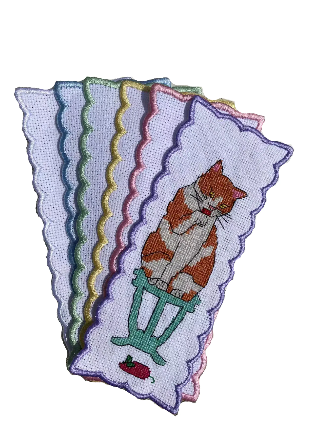 cats bookmark cross stitch kits,6 cats DIY needlework bookmarks