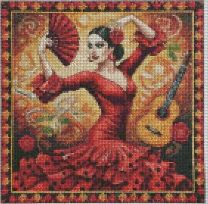 Flamenco Counted Cross Stitch kit,14ct,150x150 Stitch, 26x26cm,red as fire,DIY Cross Stitch needlecraft Counted Easy Cross Stitch for Beginner
