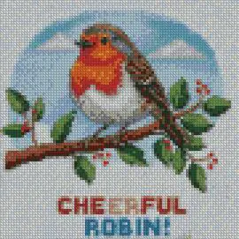 Cheerful Robin Small Easy Cross Stitch kit,14ct 90x90stitch 15x15cm, Cotton Small Quick needlecraft kit for Cross Stitch Beginners