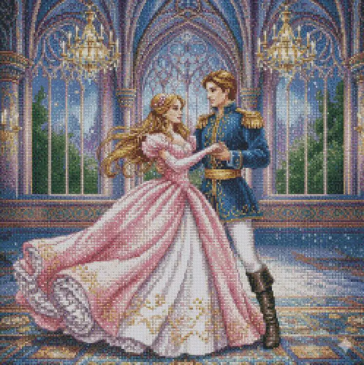 Dancing, Princess and Prince,Cotton Counted Super Big Cross Stitch kit,14ct,250x250stitch,45x45cm Grand wall Decor DIY Needlework