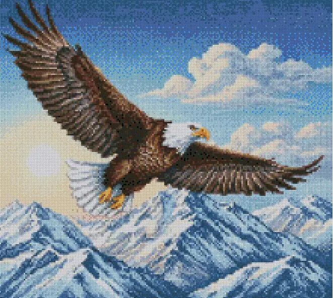 Fly Over the Everest,Eagle Cross Stitch kit, 14ct,Egyptian Cotton, 220x200stitch,40x36cm Full Coverage Counted Cross Stitch for Advanced stitchers
