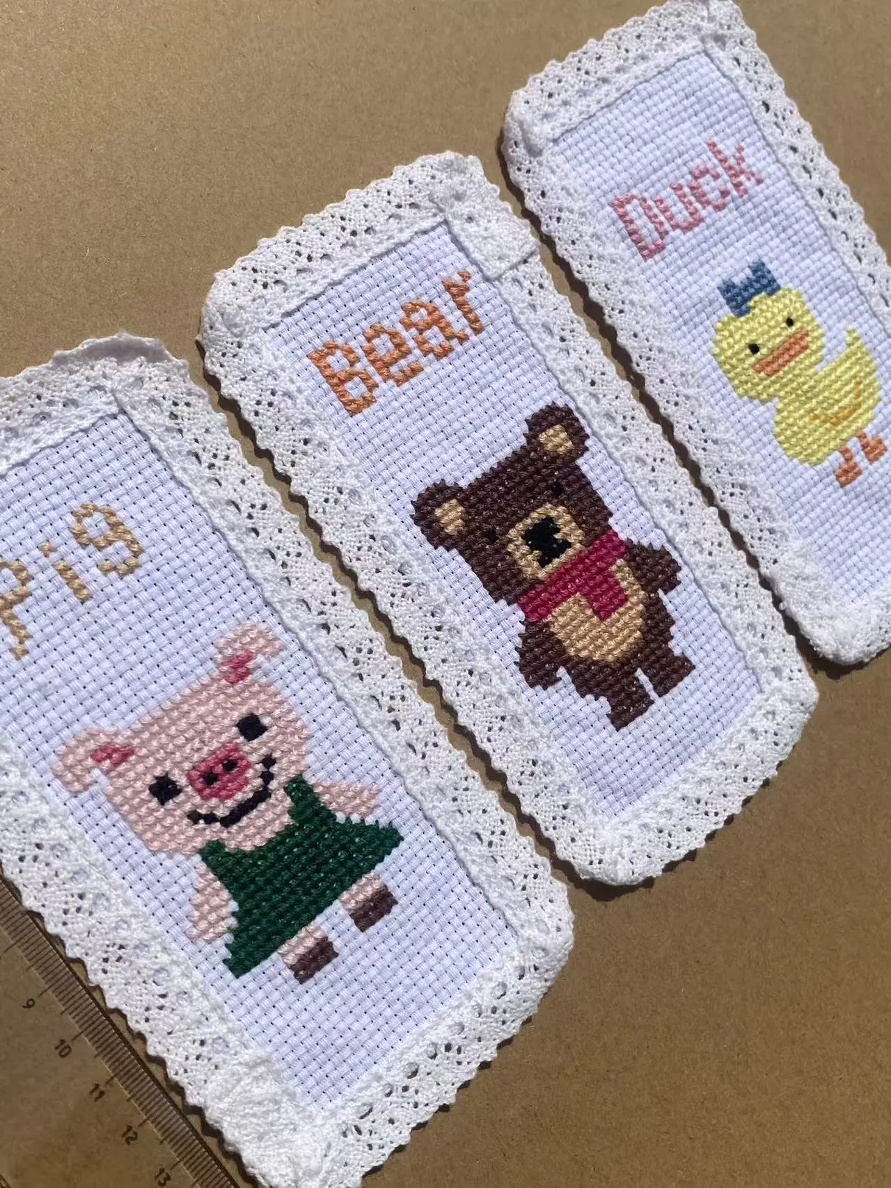Three short cute animals DIY cotton cross stitch bookmark kit,11ct,big holes, big needles for teenage cross stitch beginners Three short cute animals DIY cotton cross stitch bookmark kit,11ct,big holes, big needles for teenage cross stitch beginners