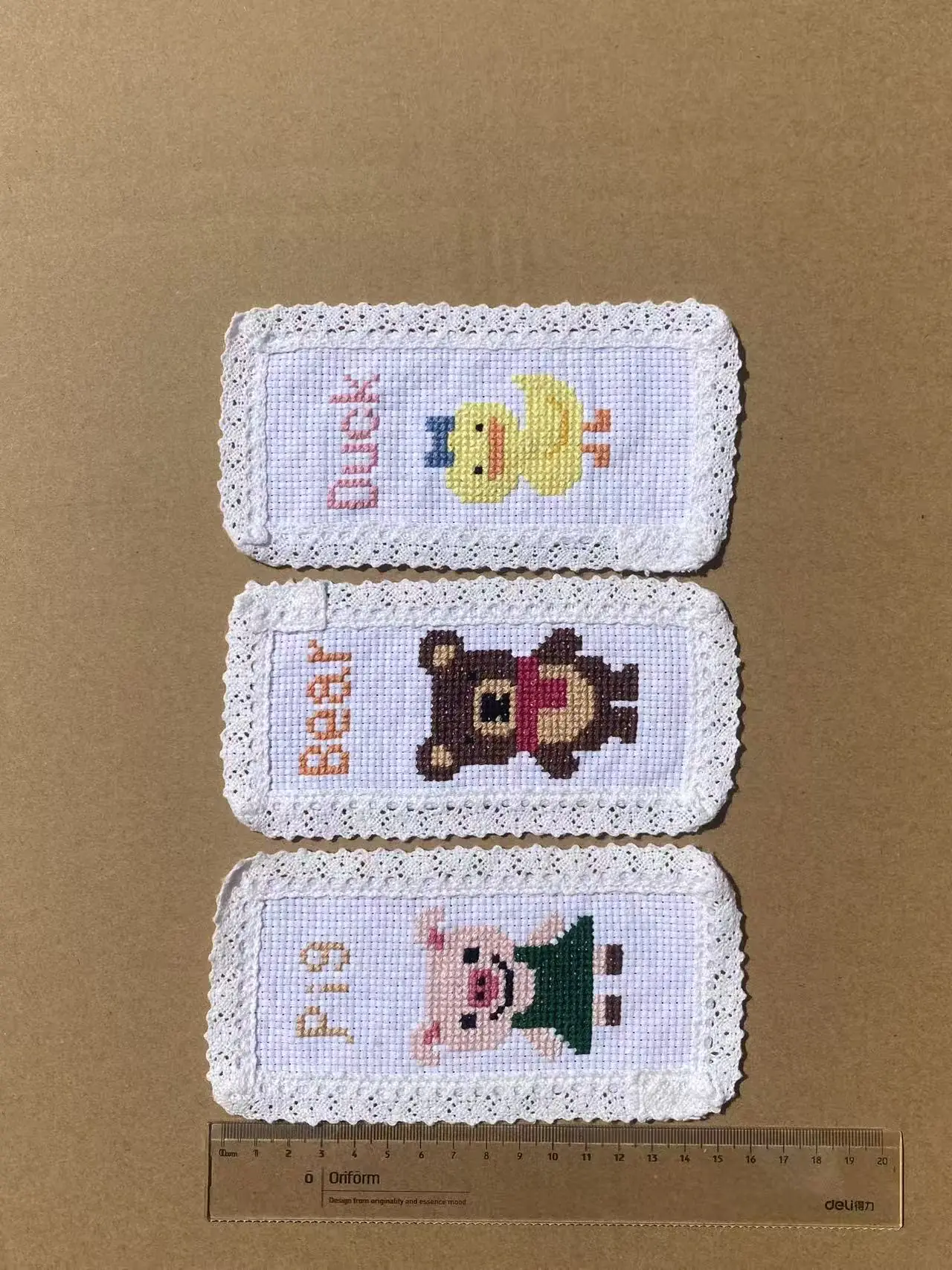 Three short cute animals DIY cotton cross stitch bookmark kit,11ct,big holes, big needles for teenage cross stitch beginners Three short cute animals DIY cotton cross stitch bookmark kit,11ct,big holes, big needles for teenage cross stitch beginners
