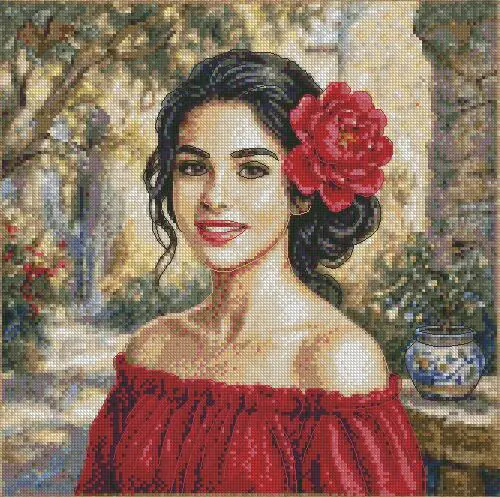 Girl in Red cotton counted cross stitch kit,160x160 stitch, 29x29cm,charming DIY cotton sampler wall decor leisure time hobby