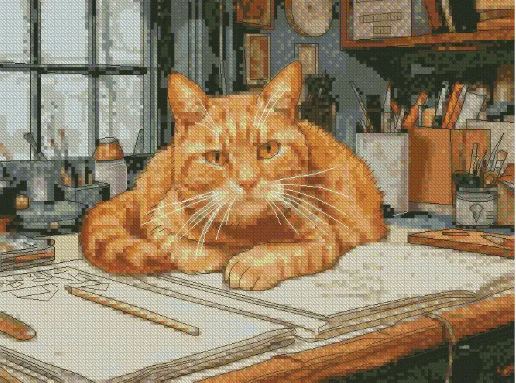 cat cross stitch kits, high quality cotton counted cross stitch budget cross stitch kits