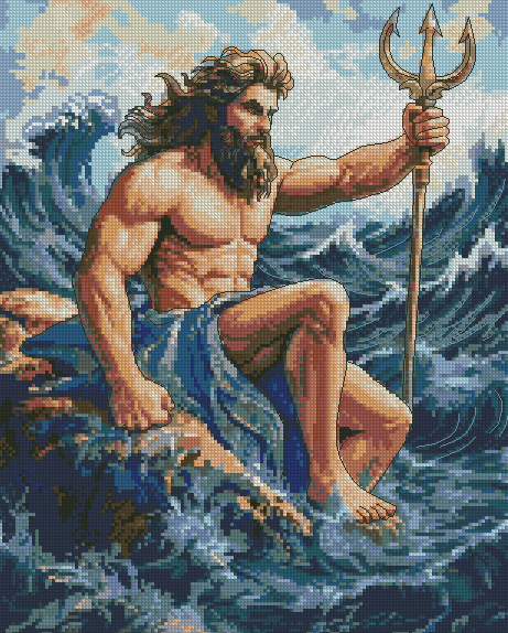Poseidon greek godness counted cross stitch kits,cotton advanced DIY time consumer hobby