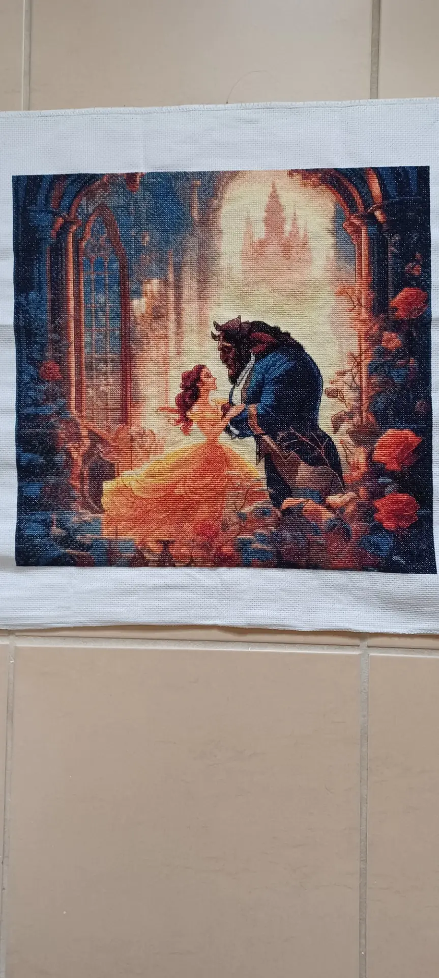 Dancing beauty and beast cross stitch ready work show