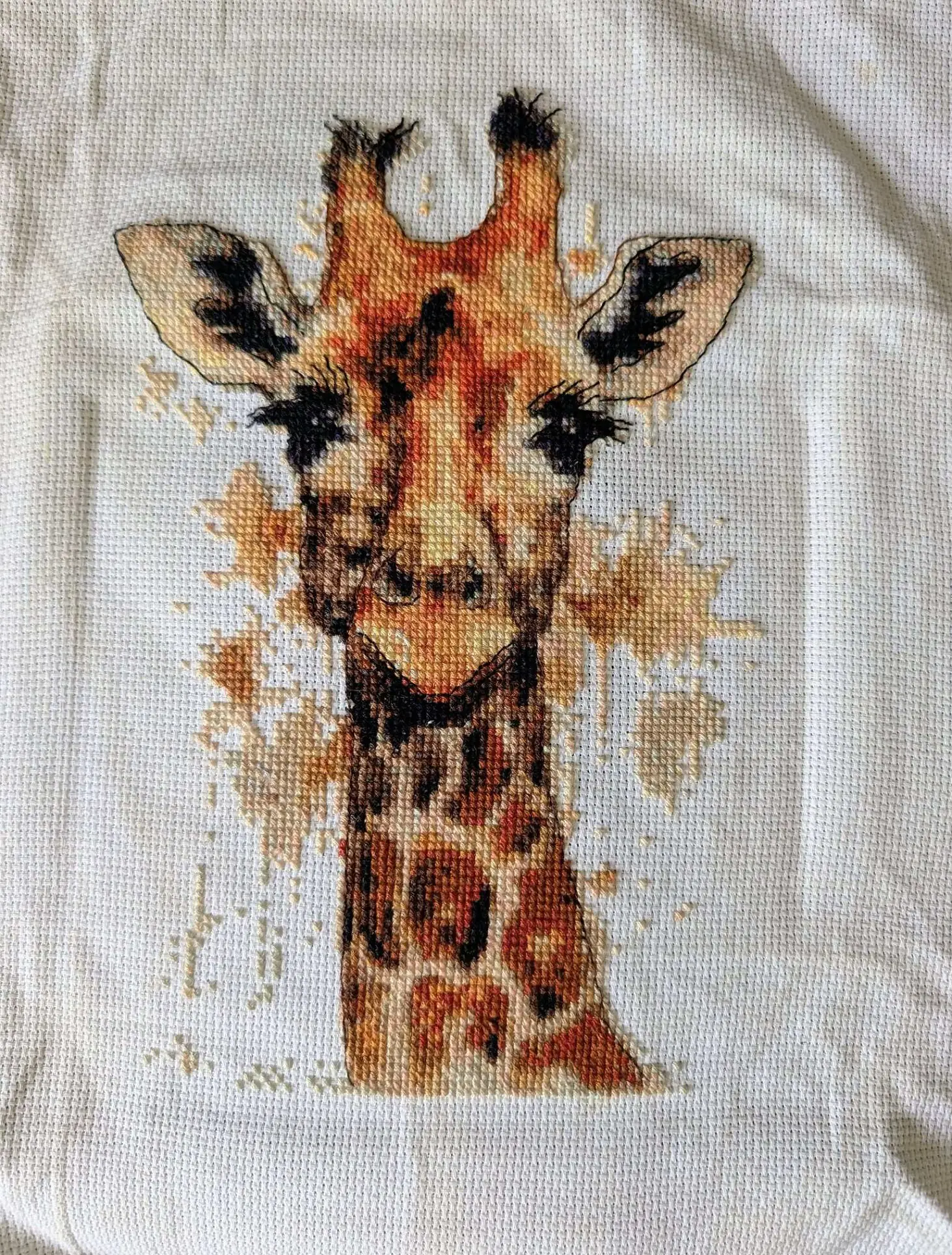 giraffe and color cross stitch ready work photo