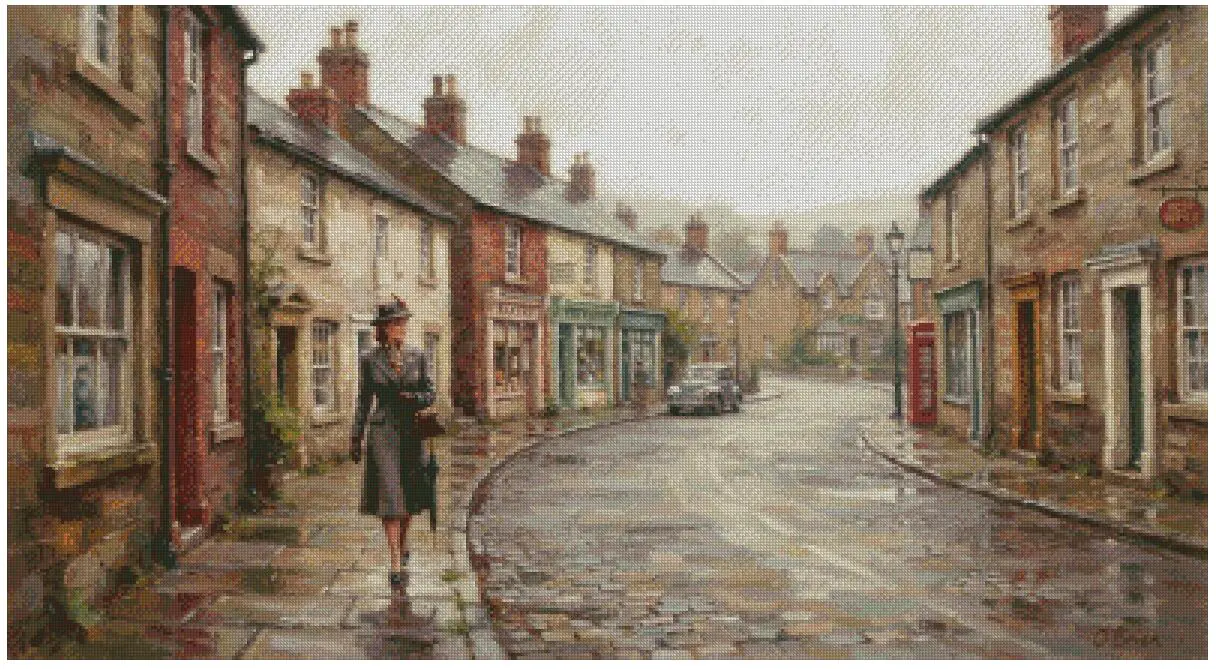 a walk after rain European Scene Counted Big Cotton Cross Stitch kit