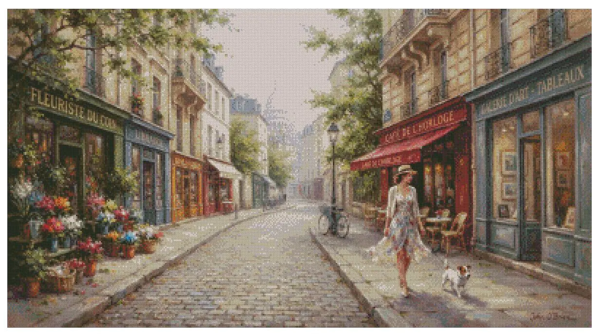 florist European Scenery Super Big Cotton Counted Cross Stitch kit