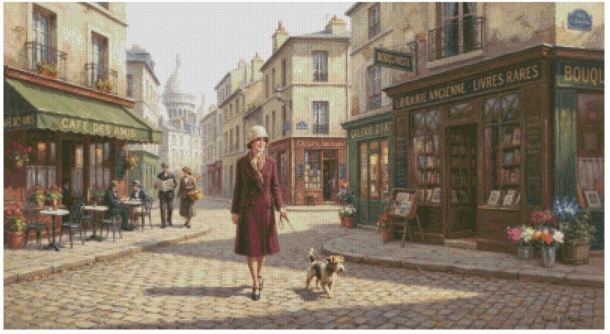 Cafe Des Amis European Scene Counted Big Cotton Cross Stitch kit