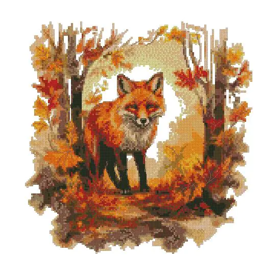 fox in autumn cross stitch kits cotton, counted