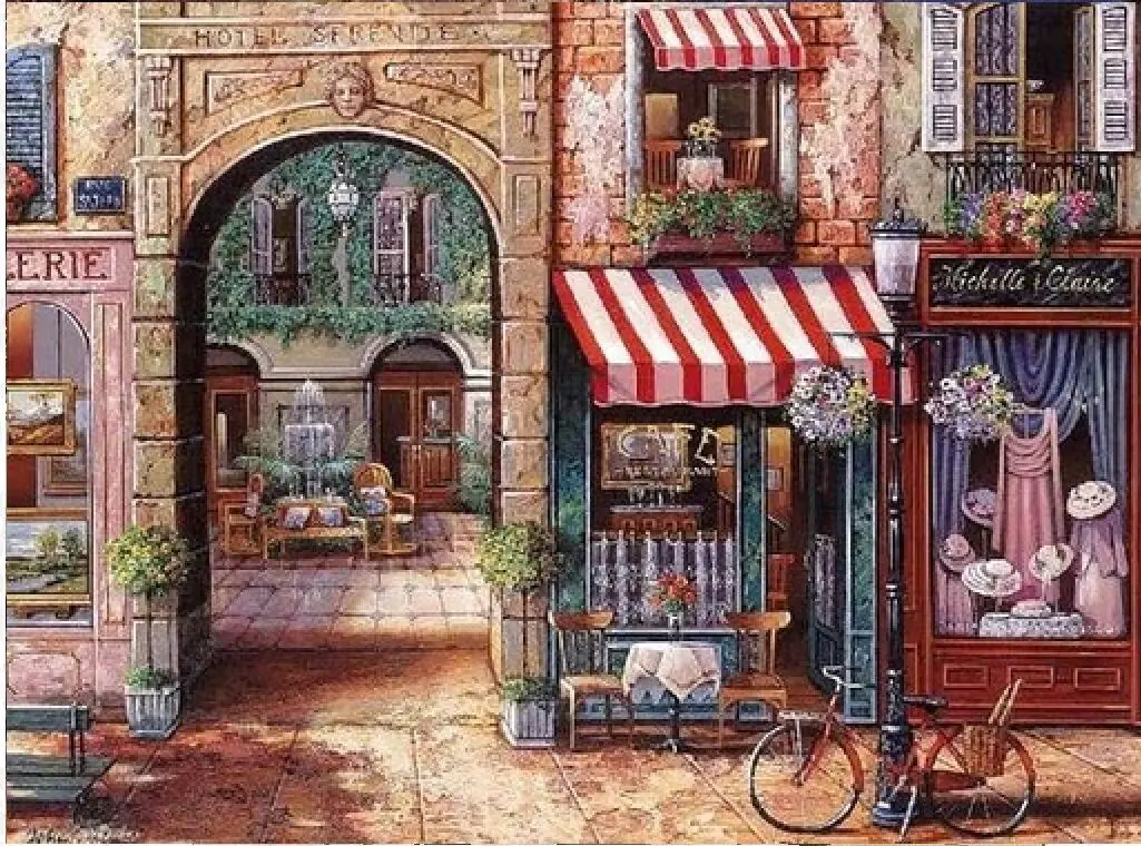 super big european street scene cross stitch kit